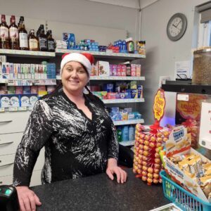 Hilary behind the counter at Pease Bay Leisure Park