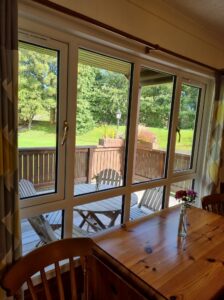 living room looking onto the decking